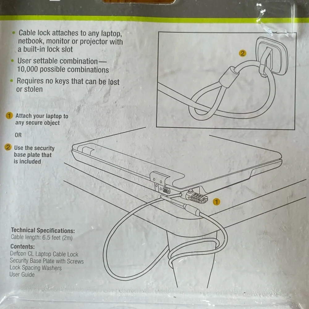 NWT Targus DEFCON Cable Lock For Notebook Computers